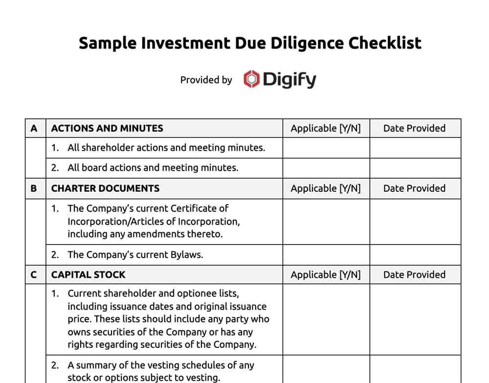 due diligence documents